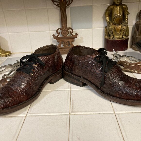 HAND CRAFTED BROWN ALLIGATOR SHOES 11.5 EE main image 5